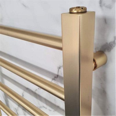 Qube Brushed Brass 800 x 500 Bathroom Radiator