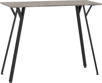 Quebec Bar Table in Grey Concrete Effect and Black Metal Legs