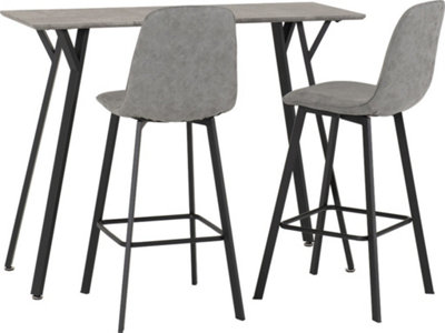 Quebec Concrete Effect & Black Metal Bar Table Set with Grey Faux ...