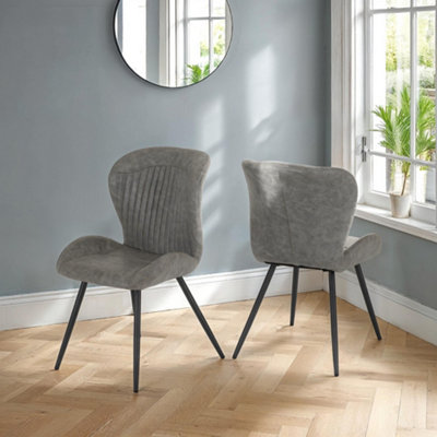 Quebec Dining Chairs x 4 in Grey Faux Leather Finish | DIY at B&Q