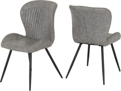Quebec Dining Chairs x 4 in Grey Faux Leather Finish