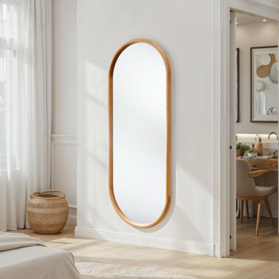 Quebec Solid Oak Full Length Oval Mirror