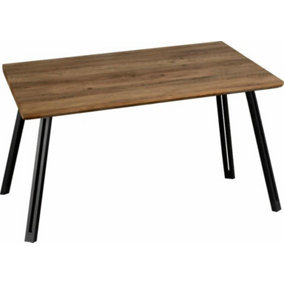Quebec Straight Edge Dining Table in Oak Effect and Black