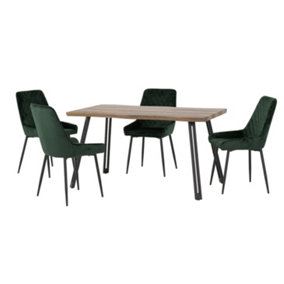Quebec Wave Edge Dining Set with Avery Emerald Green Chairs