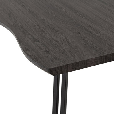 Quebec Wave Edge Dining Table Black Wood Grain/Black