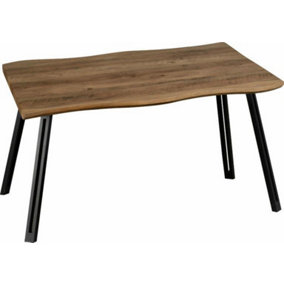 Quebec Wave Edge Dining Table in Oak Effect and Black Metal