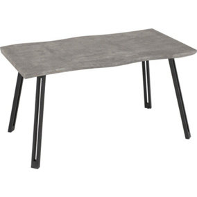 Quebec Wave Edge Dining Table - L80 x W140 x H76 cm - Concrete Effect/Black