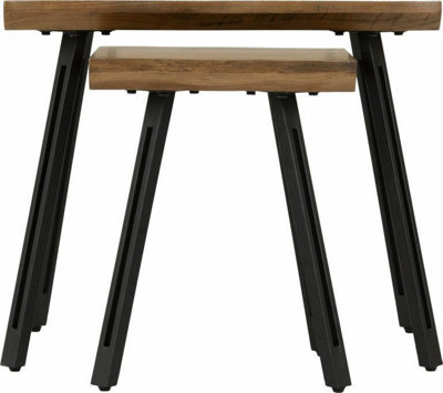 Quebec Wave Edge Nest of Tables Medium Oak Effect