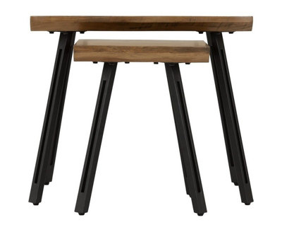 Quebec Wave Edge Nest of Tables Medium Oak Effect