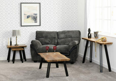 Quebec Wave Edge Nest of Tables Medium Oak Effect
