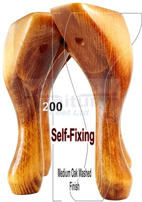 QUEEN ANNE WOODEN LEGS 200mm HIGH SET OF 4 MEDIUM OAK WASH FURNITURE FEET SETTEE CHAIRS  SOFAS FOOTSTOOLS (Self Fixed)