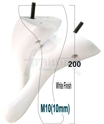 QUEEN ANNE WOODEN LEGS 200mm HIGH SET OF 4 WHITE FURNITURE FEET SETTEE CHAIRS SOFAS FOOTSTOOLS