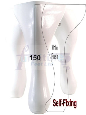 QUEEN ANNE WOODEN LEGS 200mm HIGH SET OF 4 WHITE FURNITURE FEET SETTEE CHAIRS SOFAS FOOTSTOOLS