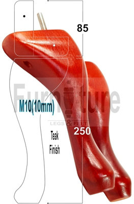 QUEEN ANNE WOODEN LEGS 250mm HIGH SET OF 4 TEAK REPLACEMENT FURNITURE FEET  M10