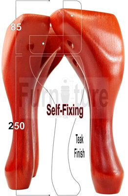 QUEEN ANNE WOODEN LEGS 250mm HIGH SET OF 4 TEAK REPLACEMENT FURNITURE FEET   (Self Fixed)