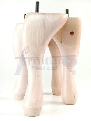 QUEEN ANNE WOODEN LEGS 250mm HIGH SET OF 4 WHITE WASH REPLACEMENT FURNITURE FEET  M10