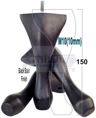 QUEEN ANNE WOODEN LEGS 250mm MAHOGANY STAIN HIGH SET OF 4 REPLACEMENT Furniture Feet Self Fixed - View #3