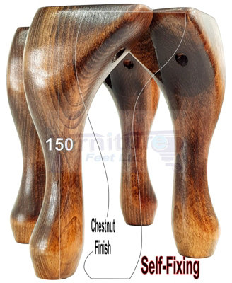QUEEN ANNE WOODEN LEGS CHESTNUT WASH 150mm HIGH SET OF 4 REPLACEMENT FURNITURE FEET CHAIRS SOFAS FOOTSTOOLS (Self Fixed) Price Comparisons | Compare The Build