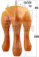 QUEEN ANNE WOODEN LEGS GOLDEN OAK STAIN 250mm HIGH SET OF 4 REPLACEMENT FURNITURE FEET  M8