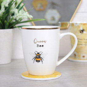 Queen Bee Mug And Coaster Set - Gift Boxed