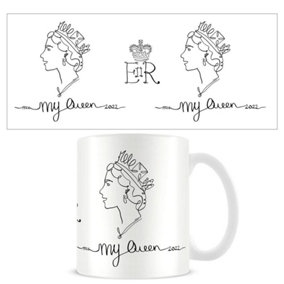 Queen Elizabeth II My Queen Line Drawing Mug White (One Size)