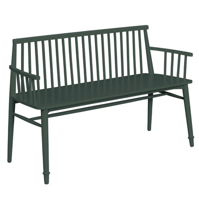 Queensbury Bench with Back, Wooden Bench Seat - Bottle Green