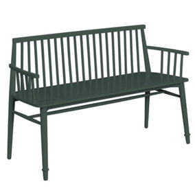 Queensbury Bench with Back, Wooden Bench Seat - Bottle Green