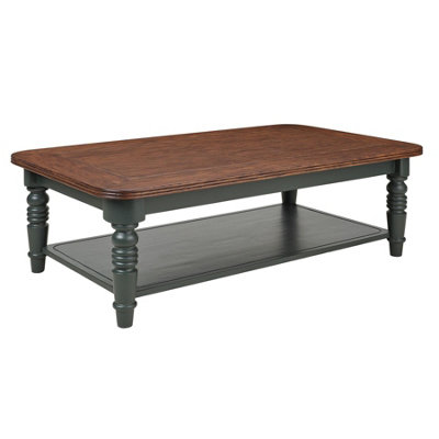 Queensbury Coffee Table with Oak Top in Bottle Green