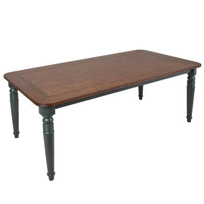 Queensbury Large Dining Table with Oak Top in Bottle Green