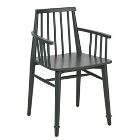Queensbury Wooden Dining Armchair with Slatted Back - Bottle Green