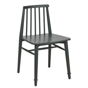Queensbury Wooden Dining Chair with Slatted Back - Bottle Green