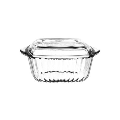 Queensway Home & Dining 1170ml Glass Square Casserole Oven Roasting Dish Lid Bakeware Freezer Microwave Safe