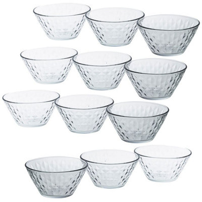 Queensway Home & Dining 12cm Diameter 12pcs Glass Dessert Ice Cream Bowls Snacks Nuts Nibbles Stacking Serving Dishes