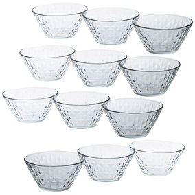 Queensway Home & Dining 12cm Diameter 12pcs Glass Dessert Ice Cream Bowls Snacks Nuts Nibbles Stacking Serving Dishes