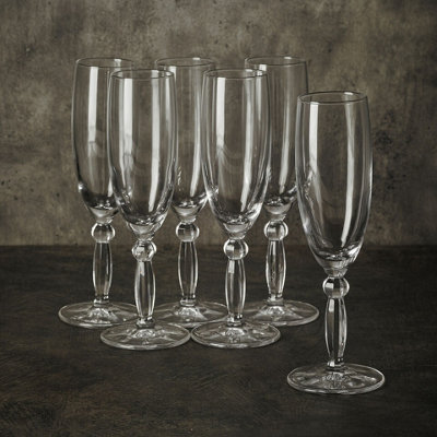 Queensway Home & Dining 175ml 6Pcs Champagne Drinking Flutes Stemmed Cocktail Glasses Dinner Party