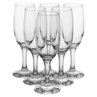 Queensway Home & Dining 18cm Height Champagne Flutes 190ml Bar Glassware Stemware 6pcs Set