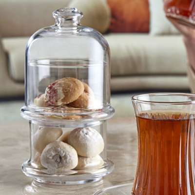 Queensway Home & Dining 2-Tier Clear Glass Cookie Jar Food Storage ...