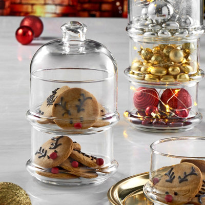 Queensway Home & Dining 2-Tier Clear Glass Cookie Jar Food Storage ...