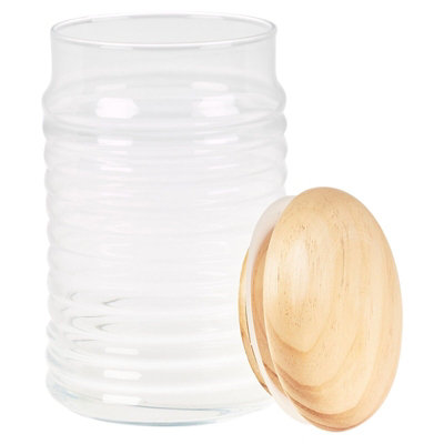 Queensway Home & Dining 2 x 1.12L Clear Ribbed Glass Storage Jar with ...