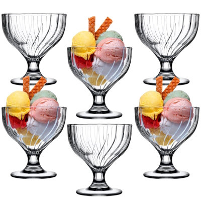 Kadax IJsbekerset, ijsschalen, dessertglazen met voet voor ijs, desserts, fruit, voorgerechten, cocktails, 6 stuks, 180 ml