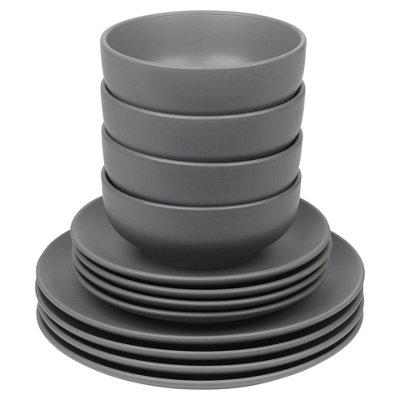 Queensway Home & Dining 26cm Diameter 16 Pcs Grey Coloured Stone