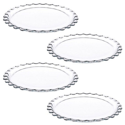 Queensway Home & Dining 26cm Diameter Large Round Clear Glass Dessert Dish Serving Plate Set of 4