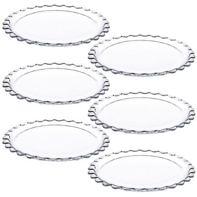 Queensway Home & Dining 26cm Diameter Large Round Clear Glass Dessert Dish Serving Plate Set of 6