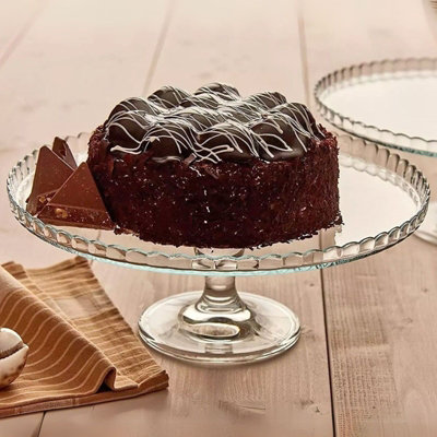 Queensway Home & Dining 32cm Round Clear Glass Patisserie Footed Serving Plate Cake Muffin Platter Display Tray