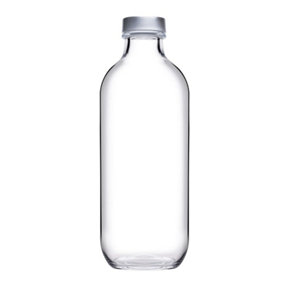 Queensway Home & Dining 360ml Iconic Small Reusable Glass Water Drinking Bottle with Screw Cap Lid