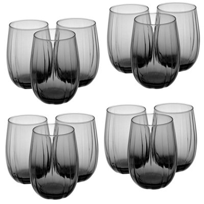 Queensway Home & Dining 380ml 12 Pcs Linka Dark Grey Coloured