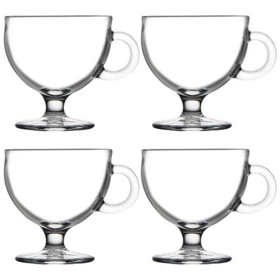 Queensway Home & Dining 4 Pcs Glass Ice Cream Sundae Fruit Dessert Mugs Dishes Cups Bowls Handle