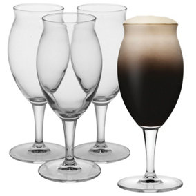 Queensway Home & Dining 410ml Clear Glass Stemmed Beverages Lager Pint Bar Glasses Stout & Porter 4pcs