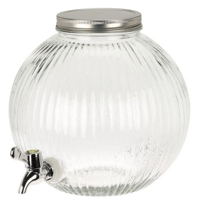 Queensway Home & Dining 5.5L Glass Beverage Cocktail Drinks Dispenser Jug Screw Lid Spout Tap BBQ Party