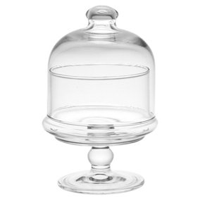 Queensway Home & Dining Height 11.8cm Glass Footed Serving Bowl Dish with Dome Punch Desserts Cakes Dishwasher Safe